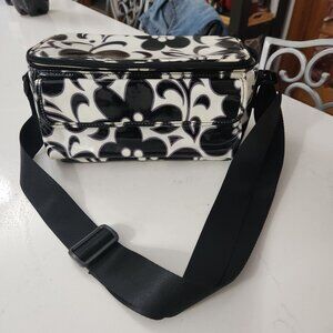 VERA BRADLEY Night & Day Cooler Lunch Bag Adjustable Strap Black White Floral